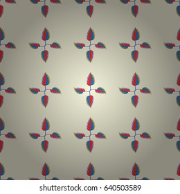 Seamless vector pattern in pink, blue and yellow colors. Floral background.