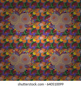 Seamless vector pattern in pink and blue colors. Floral background.