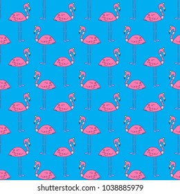 Seamless vector pattern with pink flamingos. Simple and stylish.