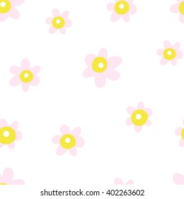 Seamless Seamless Vector Pattern of Pink Flowers with Yellow Cores