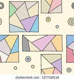Seamless vector pattern. Pink geometrical hand drawn background with rectangles, squares, lines. Print for background, wallpaper, packaging, wrapping, fabric.