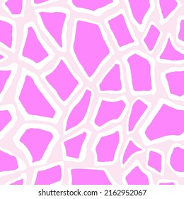Seamless vector pattern with pink giraffe spots. Textile repeating animal fur background.
