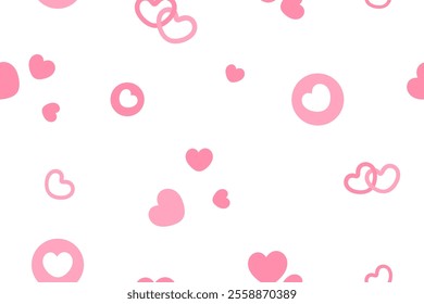 Seamless Valentine’s vector pattern with pink hearts. Sweet and cute design, perfect for gift wrap, backgrounds, fabrics, and carpets.