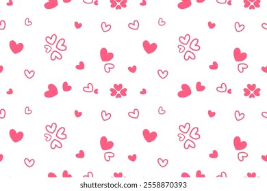 Seamless Valentine’s vector pattern with pink hearts. Sweet and cute design, perfect for gift wrap, backgrounds, fabrics, and carpets.