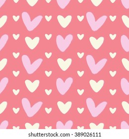 Seamless vector pattern with pink hearts. Seamless pattern can be used for wallpaper, pattern fills, web page background, surface textures.