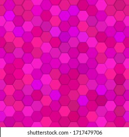 Seamless vector pattern of pink honeycomb mosaic. Pink hexagon tiles background. Print for wrapping, web backgrounds, fabric, decor, surface, packaging, scrapbooking, etc. 
