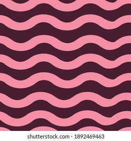 Seamless vector pattern with pink and purple lines. Simple wavy brush stroke background. Girly decorative wallpaper design. Striped fashion textile.
