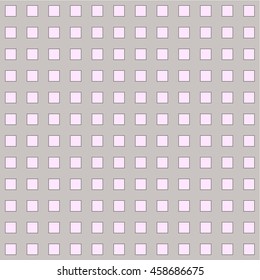 Seamless vector pattern with pink square on gray background