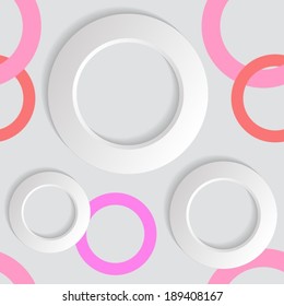 Seamless vector pattern with pink and white rings