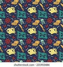 Seamless vector pattern with pirate stuff