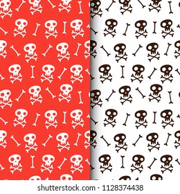 Seamless vector pattern with pirate theme design for typography poster, card, label, brochure, flyer, page, banner design. Vector illustration background. Brown and red.