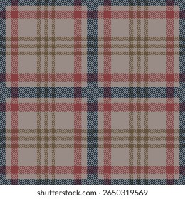 Vetor sem costura padrão xadrez tartan textura vermelho bege marrom preto linhas diagonais verifica tecido clássico fundo têxtil escocês retro tradicional design vintage estilo sem emenda vetor padrão