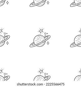 Seamless vector pattern with planet Saturn