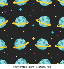 seamless vector pattern of planets in space