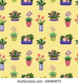 Seamless vector pattern with plants
