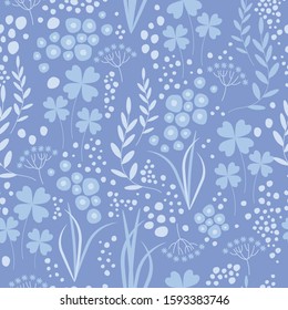 Seamless vector pattern with plants. Soft pastel colors
