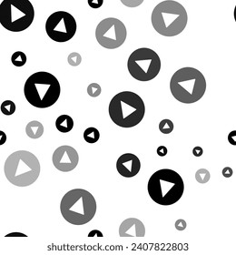 Seamless vector pattern with play symbols, creating a creative monochrome background with rotated elements. Vector illustration on white background