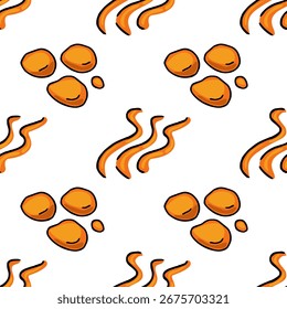 Seamless vector pattern with playful flowing rivers of magma and volcanic rocks, creating a cheerful and energetic design perfect for various applications.