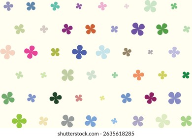 Seamless vector pattern with playful rounded floral shapes in vibrant colors, perfect for fabric, paper, and design.