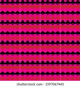 seamless vector pattern of playing cards suits. arranged in raw.