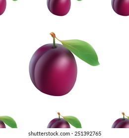 Seamless vector pattern with plum. EPS 10