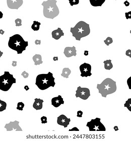 Seamless vector pattern with police badge symbols, creating a creative monochrome background with rotated elements. Vector illustration on white background