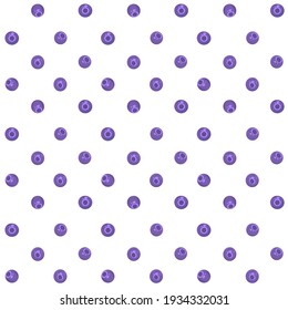 Seamless vector pattern in polka dot style from hand-drawn blueberries on white. Background or print for bakery, kitchens, sweets cafe concept.