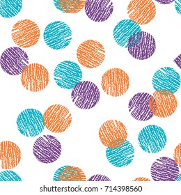 Seamless vector pattern. Polka dot . Dotted background with circles, dots, rounds Vector illustration Flat Scandinavian style for print on fabric, gift wrap, web backgrounds, scrap booking, patchwork