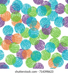 Seamless vector pattern. Polka dot . Dotted background with circles, dots, rounds Vector illustration Flat Scandinavian style for print on fabric, gift wrap, web backgrounds, scrap booking, patchwork