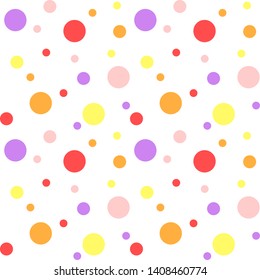 Seamless vector pattern, polka dots, colorful circle, baby sweet print art, greeting cards background