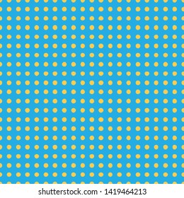 Seamless vector pattern with polka dots Bright blue and yellow color