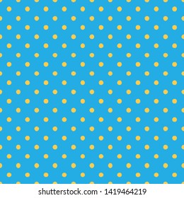 Seamless vector pattern with polka dots Bright blue and yellow color