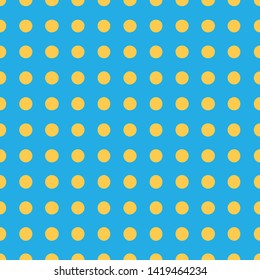 Seamless vector pattern with polka dots Bright blue and yellow color
