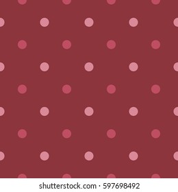 Seamless vector pattern with polka dots on red background