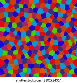 Seamless Vector Pattern of Polygonal Figures in Red and Blue Tones, Arranged in Random Order. Can Be Used in Design Projects and Textile Production 