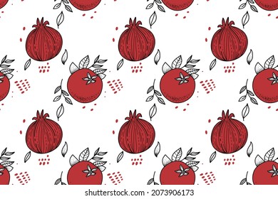 Seamless vector pattern with pomegranates. Background for clothes, textiles and wrapping paper.