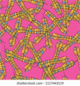 Seamless vector pattern with pop art banana leaves for wrapping, craft, fabric, ceramic, craft