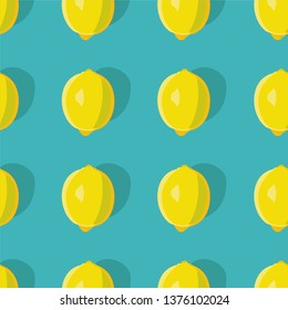 Seamless vector pattern pop art style of yellow lemons on turquoise background. Looks great rotated 30º