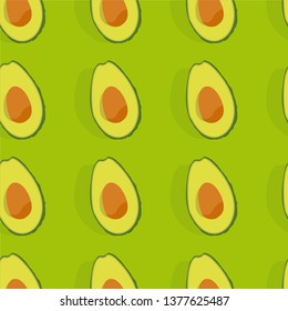 Seamless vector pattern pop art style of avocados on green background. Looks great rotated 30º - Vector