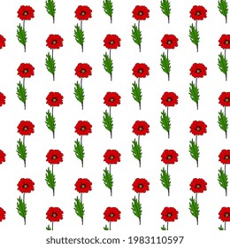 Seamless vector pattern with poppies. Colorful floral illustration. Bright summer design.