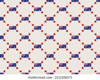 Seamless vector pattern with poppies flower field. anzac day background.