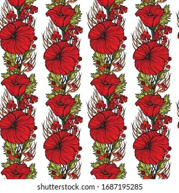 Seamless vector pattern with a poppy. Suitable for making invitations or holiday cards. Isolated background.