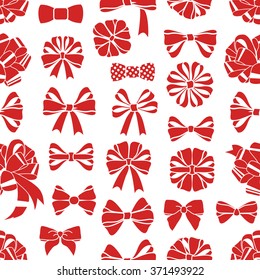 Seamless vector pattern with present bows. Ribbons for holiday background