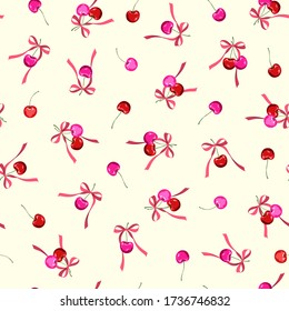 Seamless vector pattern of a pretty cherry,