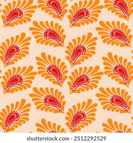 Seamless vector pattern print wallpaper background with paisley ornament ethnic art decor design 