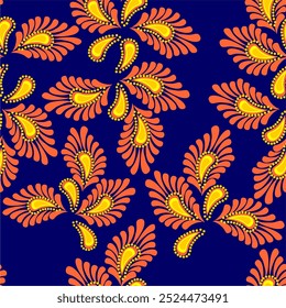 Seamless vector pattern print wallpaper background with paisley ornament ethnic art decor design