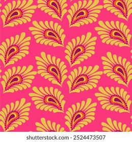 Seamless vector pattern print wallpaper background with paisley ornament ethnic art decor design