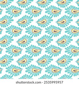 Seamless vector pattern print wallpaper background with paisley ornament ethnic art decor design	