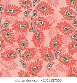  Seamless vector pattern print wallpaper background with paisley ornament ethnic art decor design