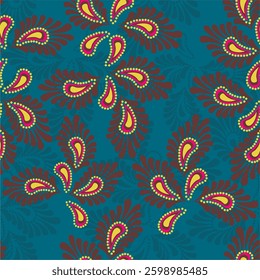 Seamless vector pattern print wallpaper background with paisley ornament ethnic art decor design